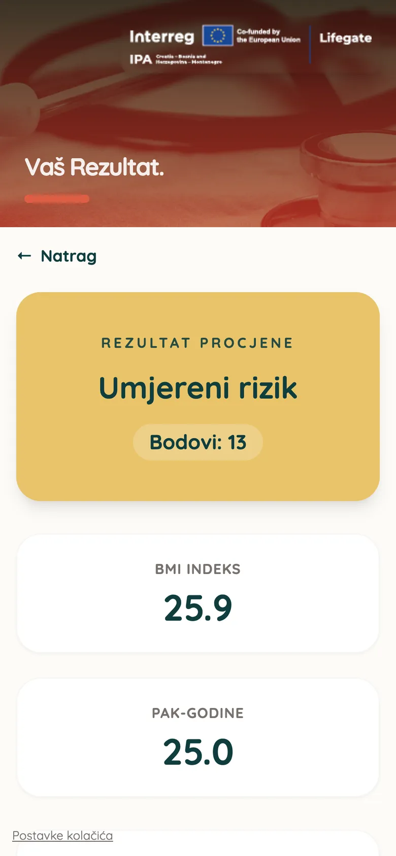 Result: A risk level with a clear recommendation and the detected factors.